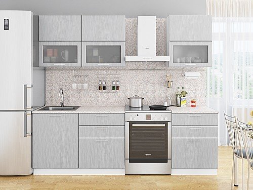 Кухня, Валерия-М-01 Серый металлик дождь светлый, Серый металлик дождь светлый
