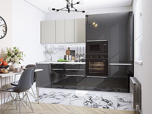 Кухня, Фьюжн-07 Silky Light Grey/Anthracite, Silky Light Grey/Anthracite