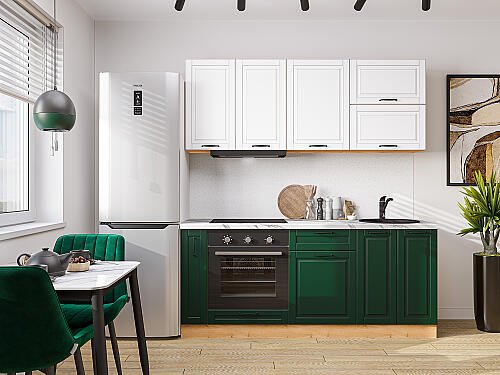 Кухня, Дублин-01 Special White/Special Green 2140*1900*600, Special White/Special Green