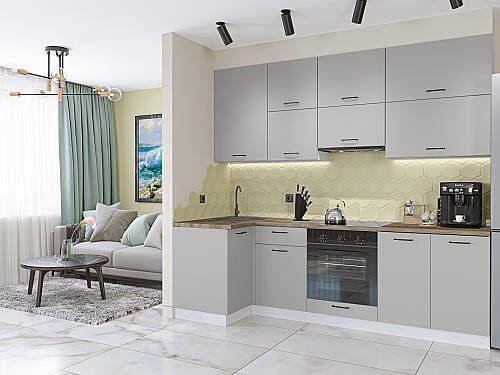 Кухня, Флэт-04 Light Grey In 2S 2340*1000/2500*600, Light Grey In 2S