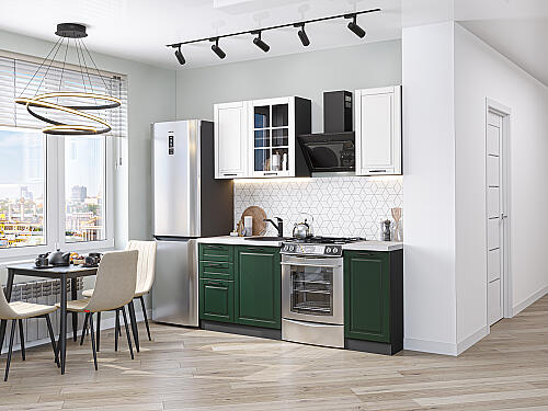 Кухня, Дублин-04 Special White/Special Green 2140*1300*600 №78619, Special White/Special Green