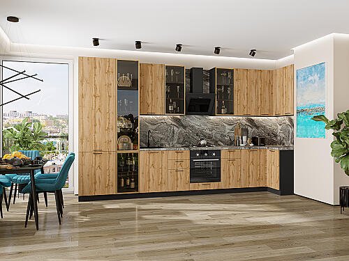 Кухня, Флэт-05 Wotan Oak 2S 2340*4000/1000*600 №79609, Wotan Oak 2S