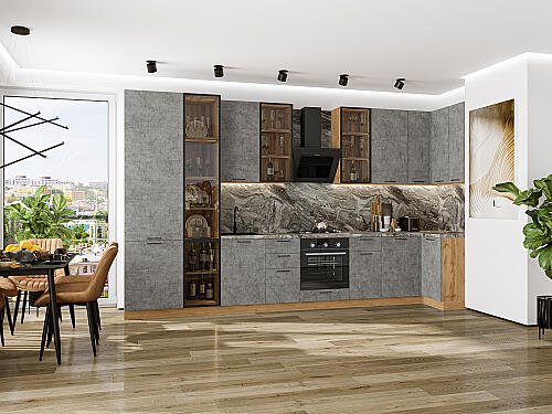 Кухня, Флэт-05 Temple Stone 2S 2340*4000/1000*600, Temple Stone 2S