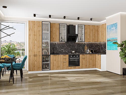 Кухня, Флэт-05 Wotan Oak 2S 2340*4000/1000*600 №79688, Wotan Oak 2S