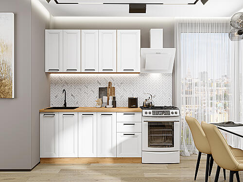 Кухня, Нео-01 White Silk 2140*1600*600, White Silk