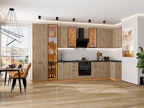 Кухня, Флэт-05 Natural Casella Oak 2S 2340*4000/1000*600, Natural Casella Oak 2S