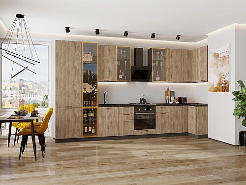 Кухня, Флэт-05 Natural Casella Oak 2S 2340*4000/1000*600 №82772, Natural Casella Oak 2S