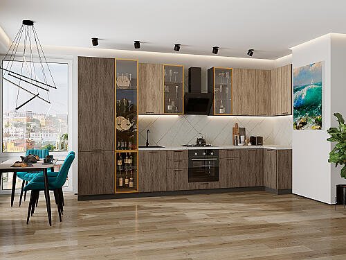 Кухня, Флэт-05 Natural Casella Oak 2S/Brown Casella Oak 2S, Natural Casella Oak 2S/Brown Casella Oak 2S