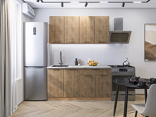 Кухня, Флэт-08 Natural Casella Oak 2S 2140*1600*600, Natural Casella Oak 2S