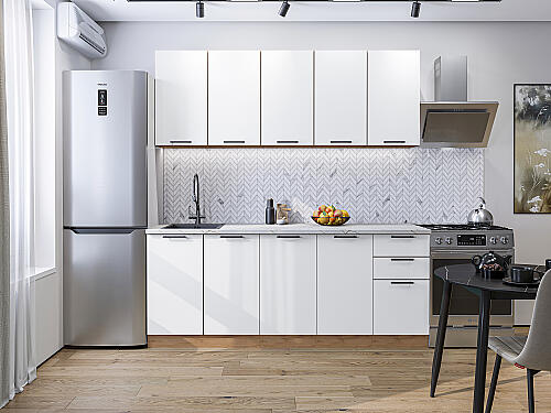 Кухня, Флэт-09 White In 2S 2140*2000*600, White In 2S