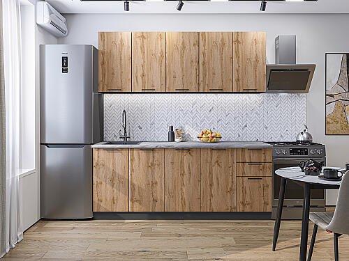 Кухня, Флэт-09 Wotan Oak 2S 2140*2000*600 №83671, Wotan Oak 2S