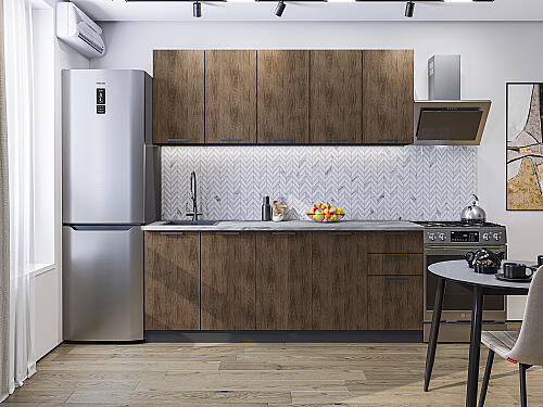 Кухня, Флэт-09 Brown Casella Oak 2S 2140*2000*600 №83672, Brown Casella Oak 2S