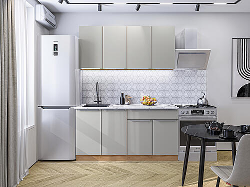 Кухня, Фьюжн-10 Silky Light Grey 2140*1600*600, Silky Light Grey